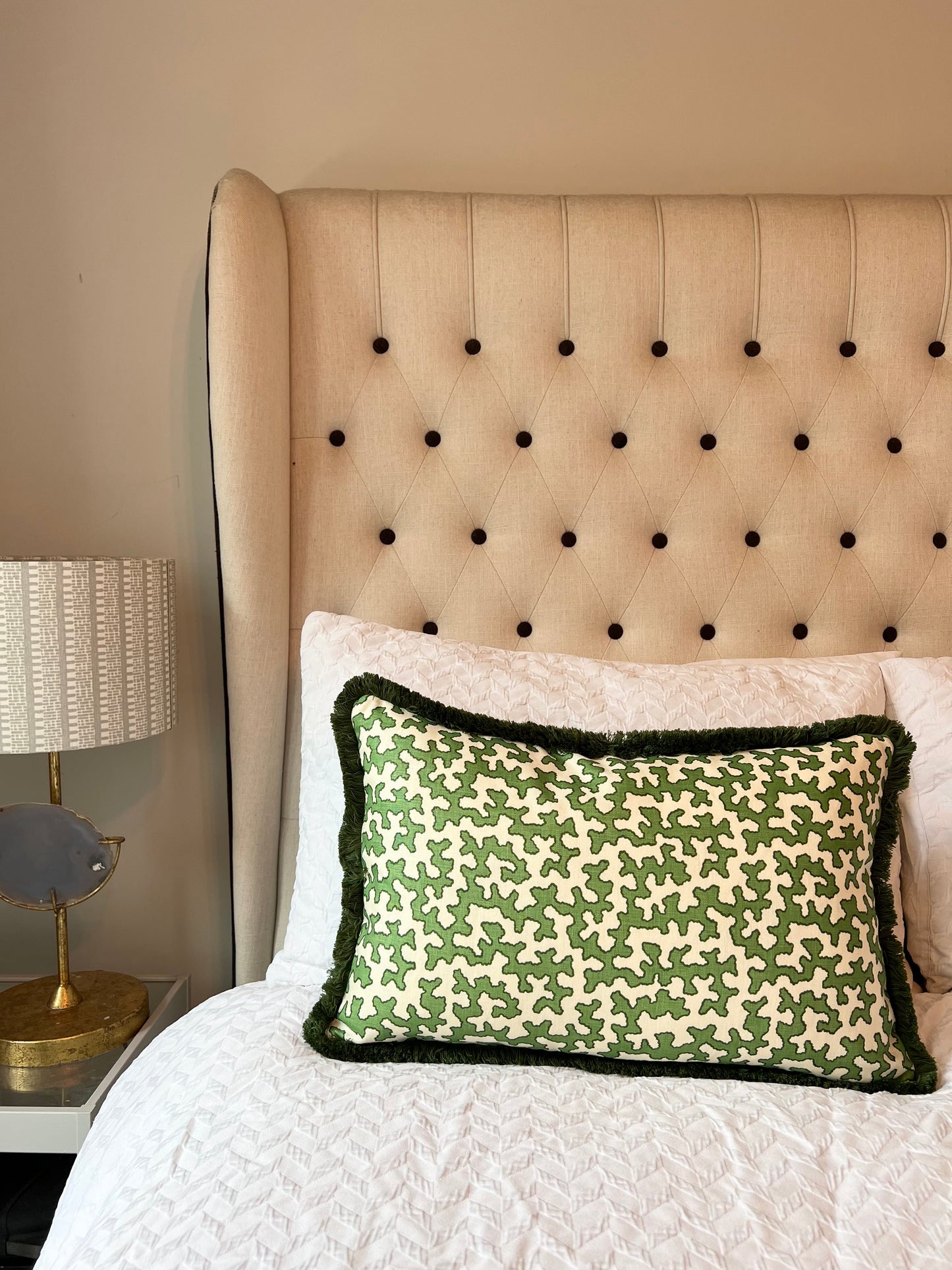 Colefax & Fowler Green Squiggle Lumbar Cushion