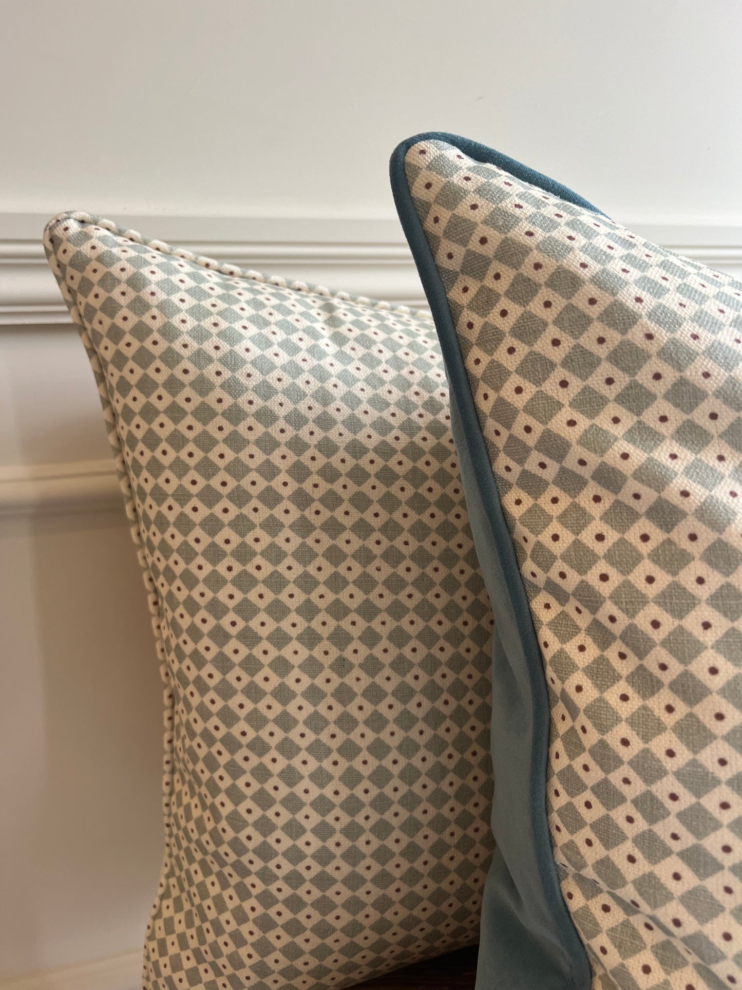 Lewis & Wood Cushions - Luxury cushions in Diamond Dot Fabric (Sea Holly)
