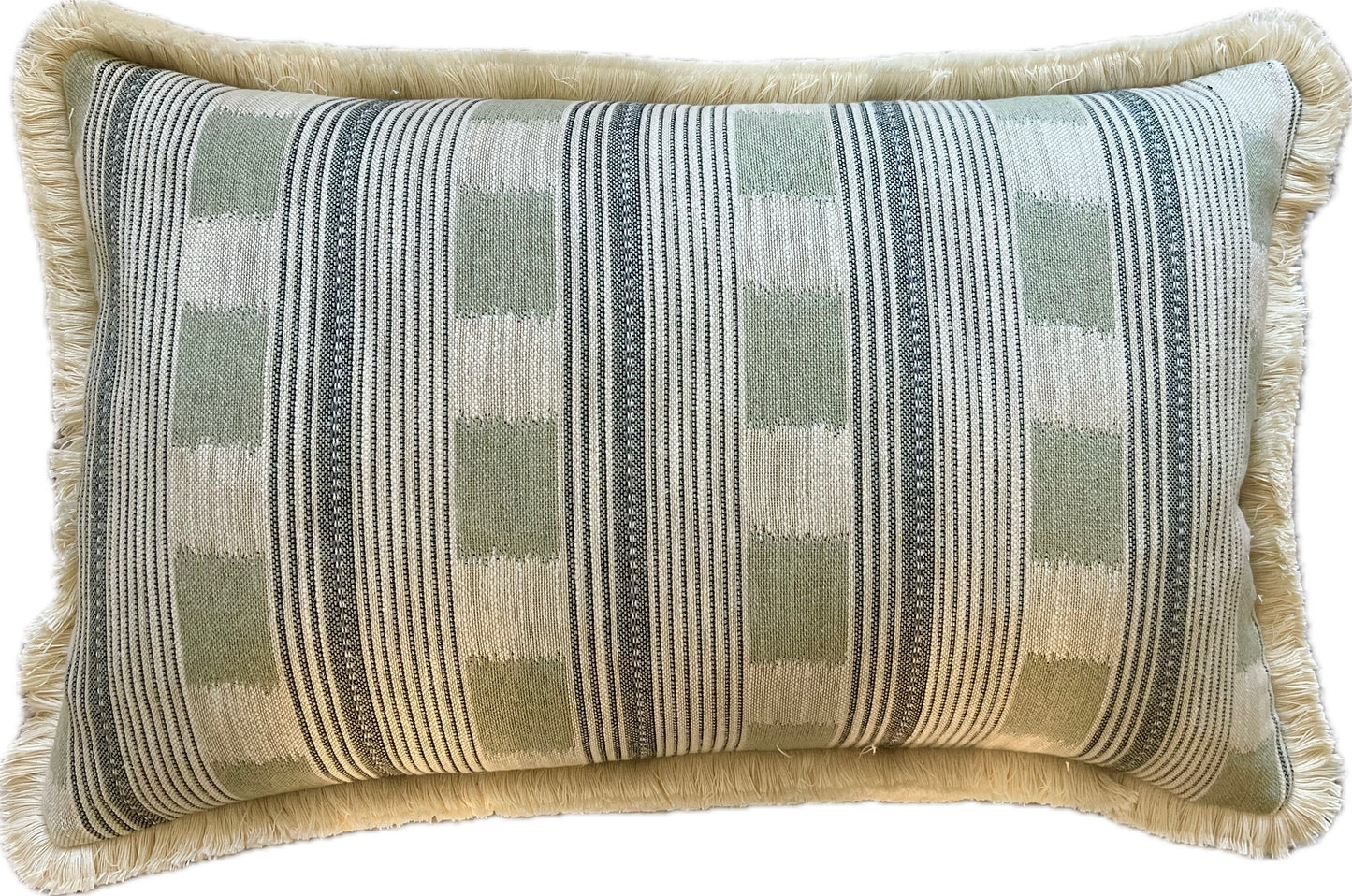 Aqua Lost & Found Fringed Lumbar Cushion