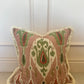 GP & J Baker Ikat Bokhara Rose Green Cushions