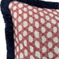 Luxury patterned cushions in Fermoie red Wicker fabric