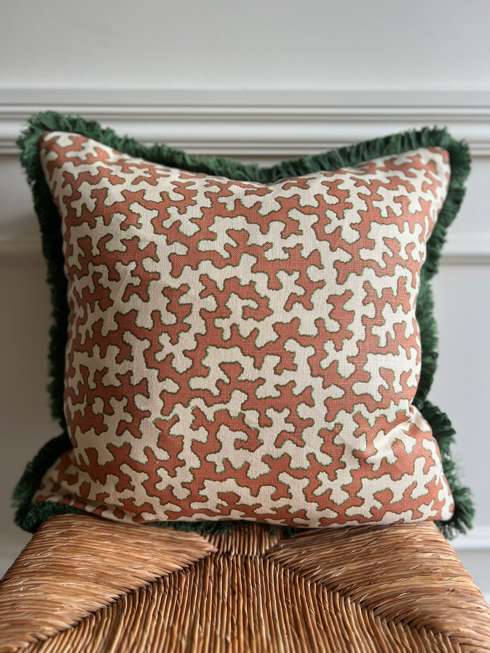 Colefax Fowler Cushions - Luxury cushions in Sibyl Colefax John Fowler Fabric (Apricot Squiggle) 