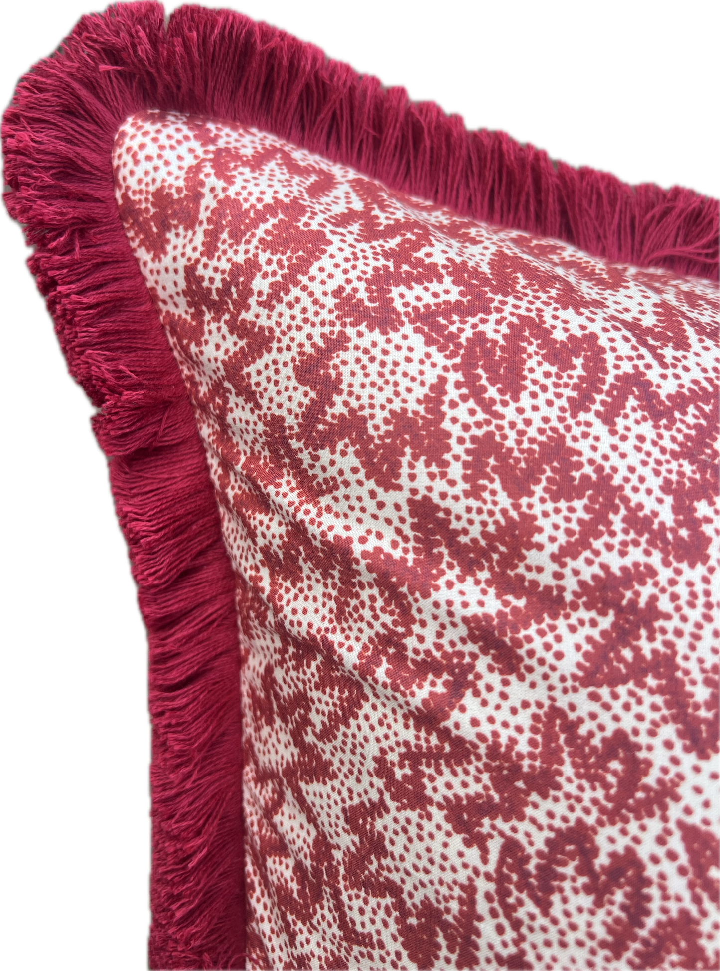 Luxury cushions in Warner Textile Archive / Claremont Nathalie fabric in red with brush fringe