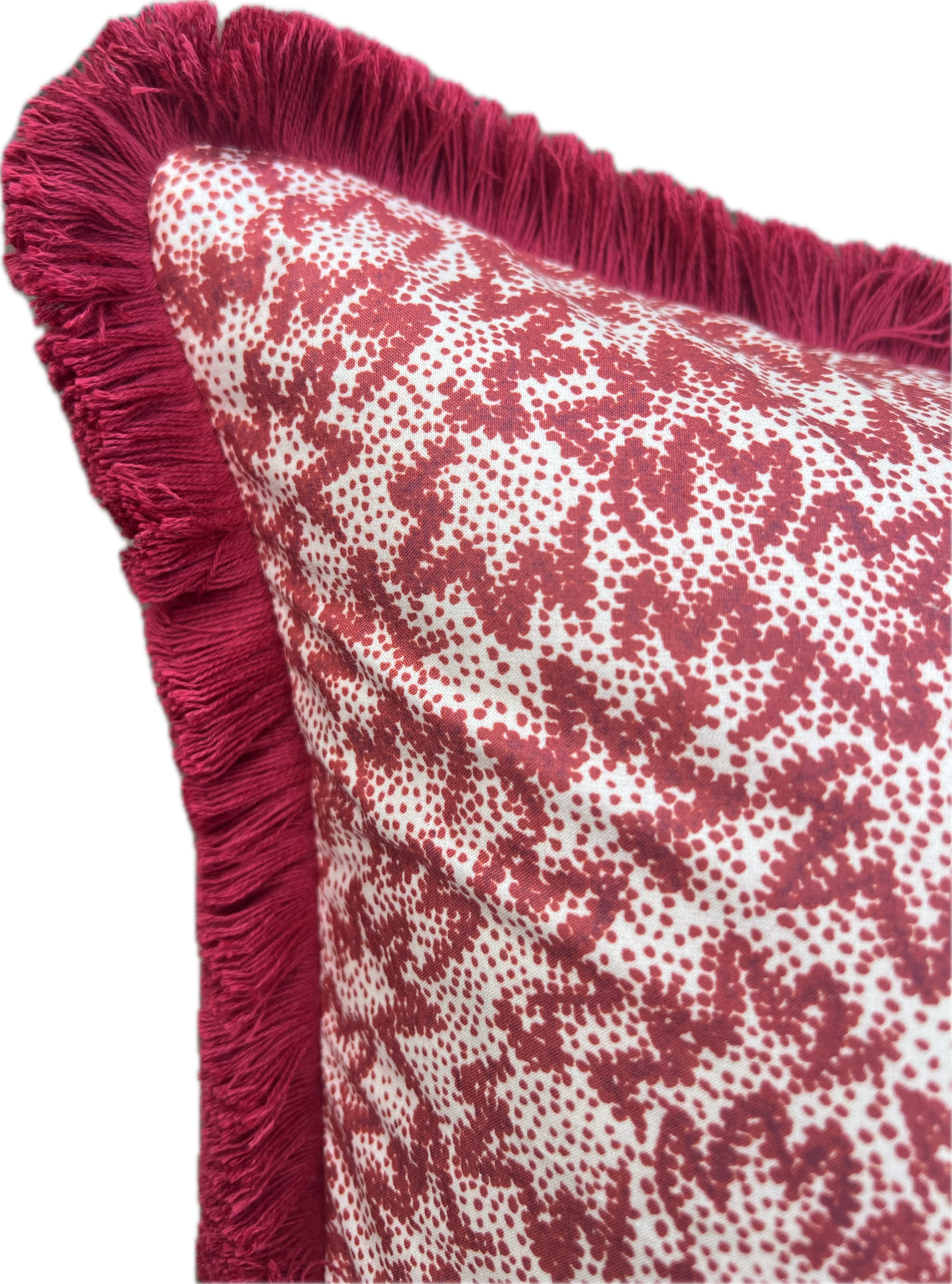 Luxury cushions in Warner Textile Archive / Claremont Nathalie fabric in red with brush fringe