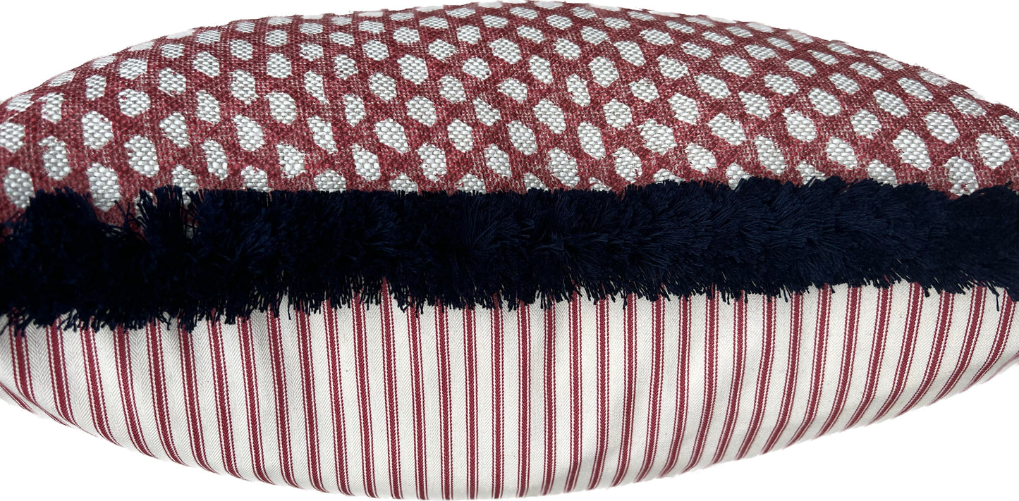 Fermoie Wicker Navy Fringed Lumber Cushion