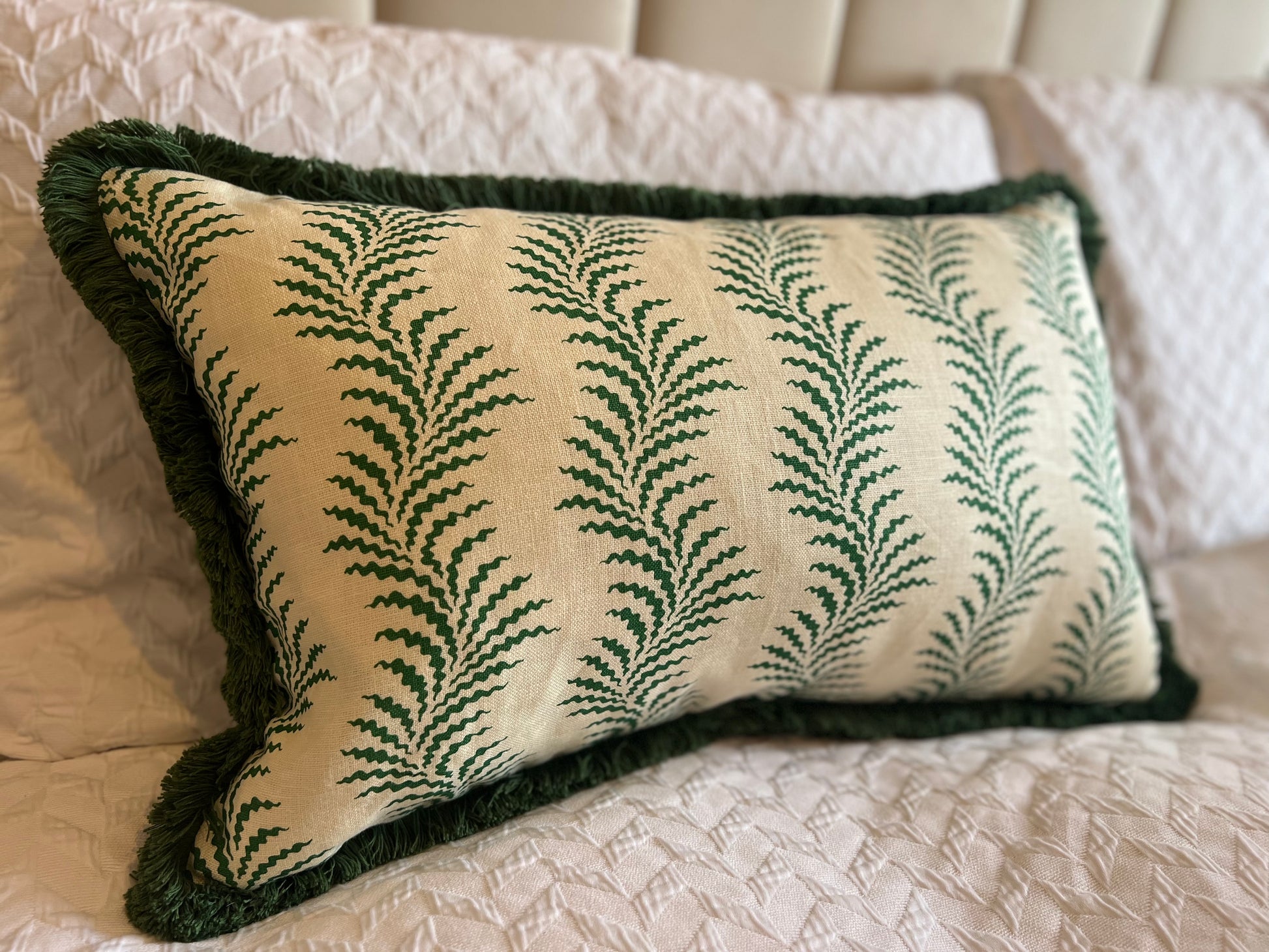 Soane Britain Cushions - Luxury cushions in Soane Britain Scrolling Fern Emerald green Fabric