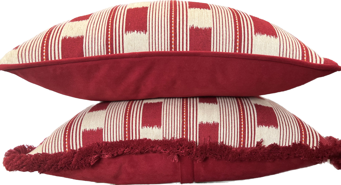 Christopher Farr Cushions - Luxury cushions in Christopher Farr Fabric (Ruby Red Lost and Found)