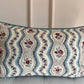 Cushions in Pierre Frey Le Manach Greuze fabric. Bleu Rouge colourway