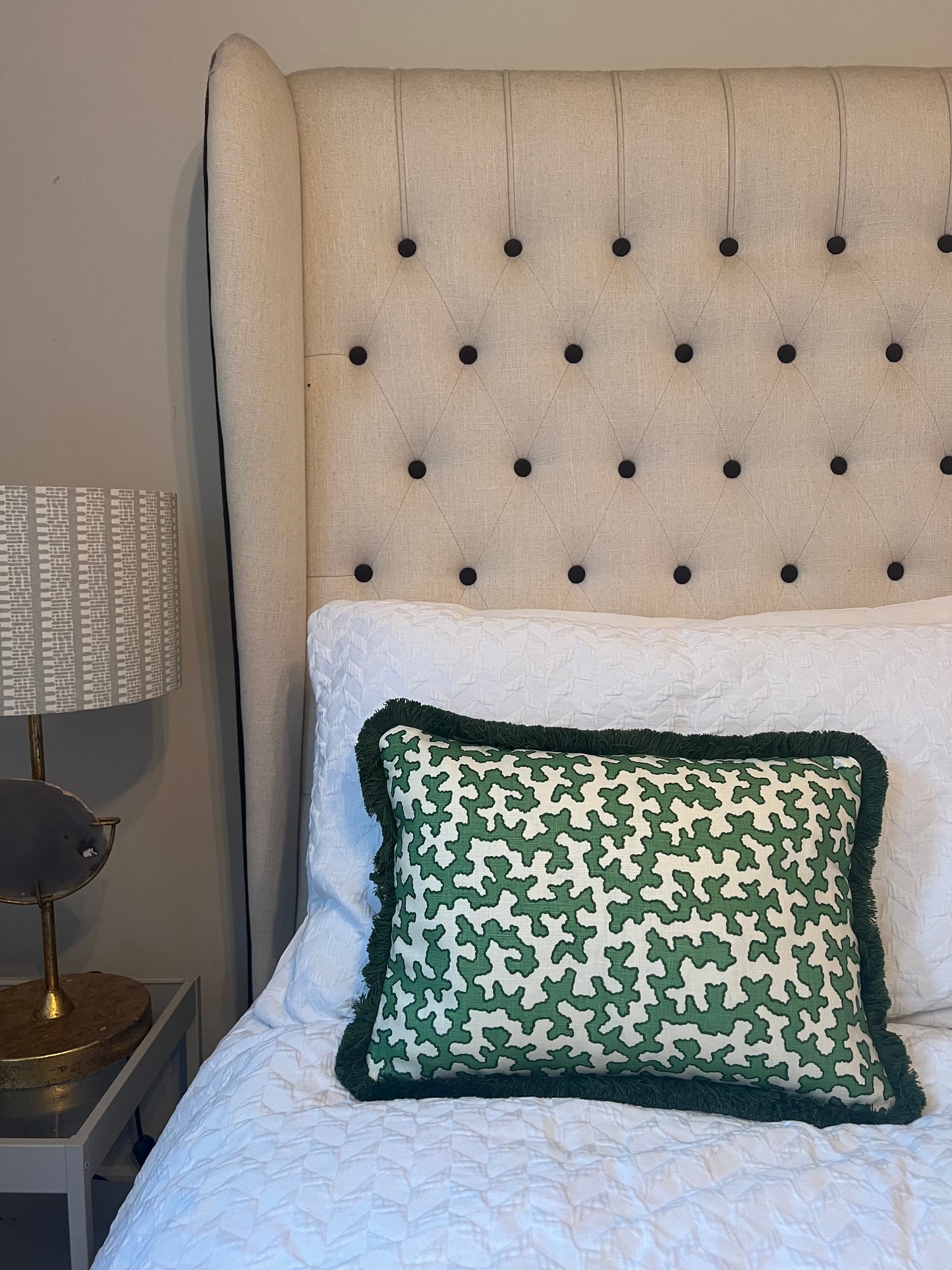 Colefax & Fowler Green Squiggle Lumbar Cushion