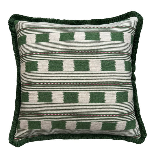 Green Lost & Found Fringed Cushion