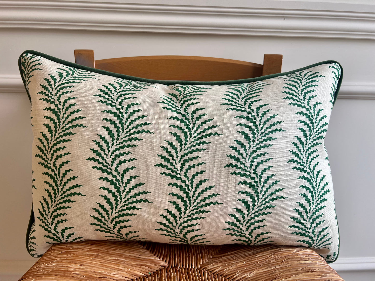Soane Britain Cushions - Luxury cushions in Soane Britain Scrolling Fern Emerald green Fabric