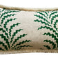 Luxury patterned cushions in green Soane Scrolling Fern designer fabric