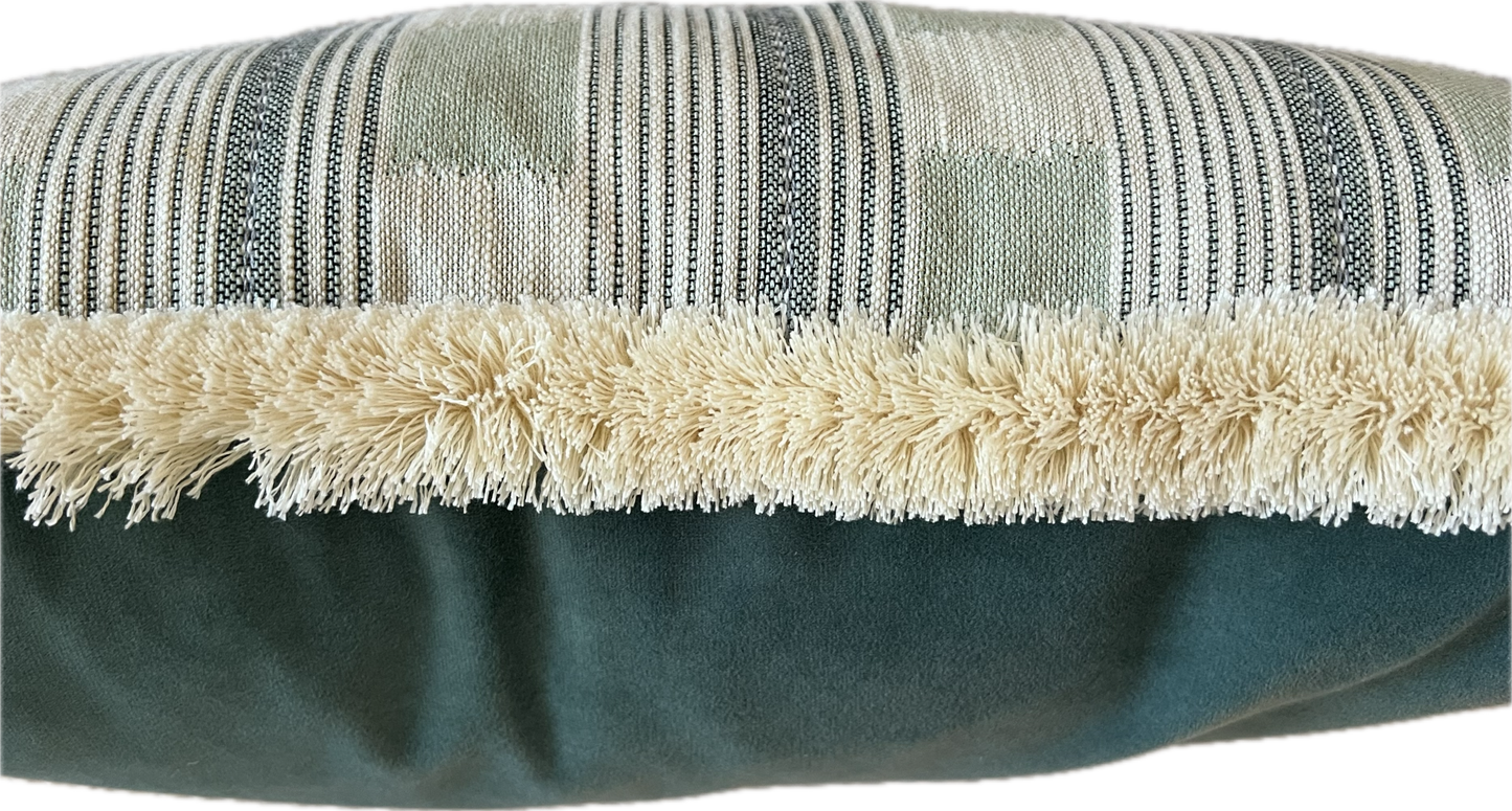 Aqua Lost & Found Fringed Lumbar Cushion