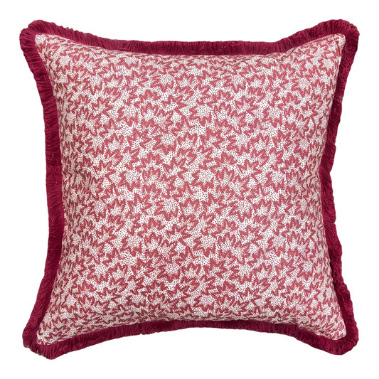 Luxury cushions in Warner Textile Archive / Claremont Nathalie fabric in red with brush fringe 