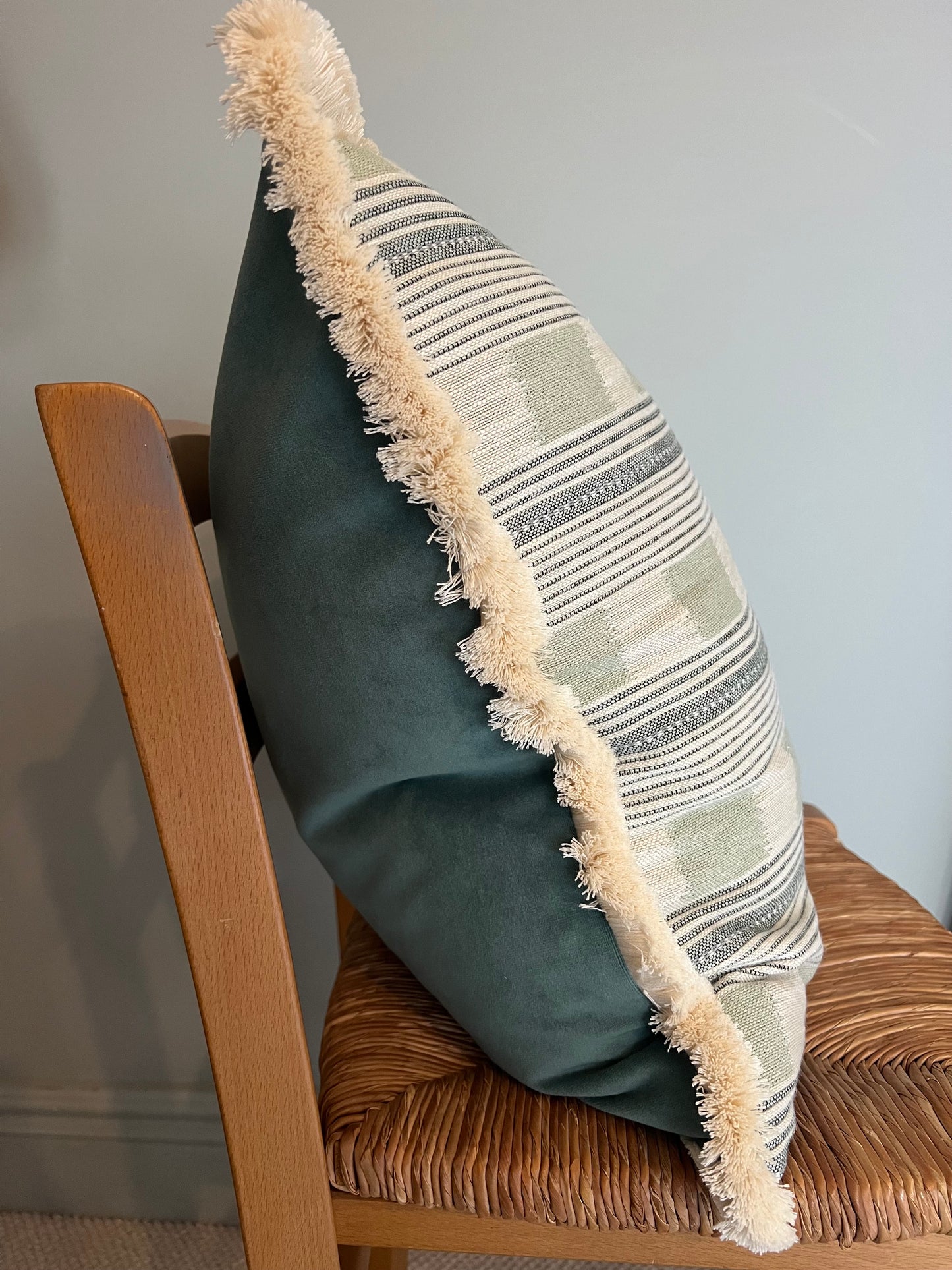 Pale Blue Lost & Found Fringed Cushion