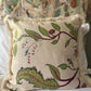 Luxury fringed cushions in Soane Britain Tendril Vine fabric (Apple & Plum colourway) 