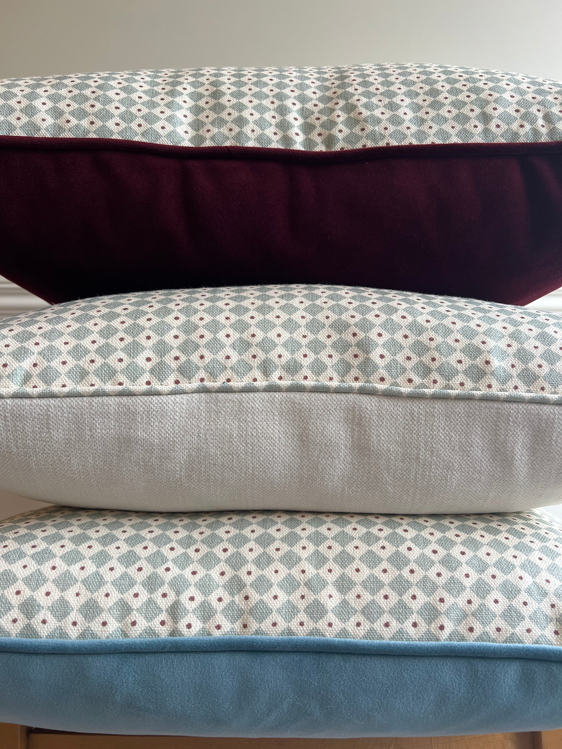 Lewis & Wood Cushions - Luxury cushions in Diamond Dot Fabric (Sea Holly) 