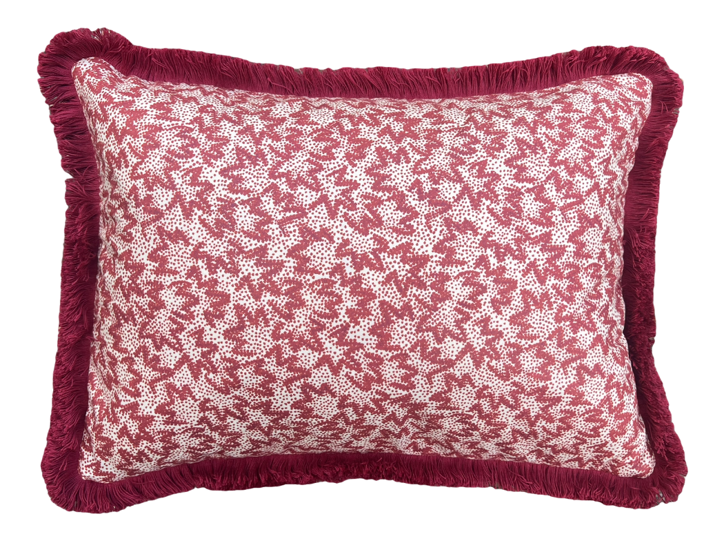 Luxury cushions in Warner Textile Archive / Claremont Nathalie fabric in red with brush fringe