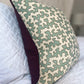 Colefax & Fowler Aqua Squiggle Burgundy Piped Cushion