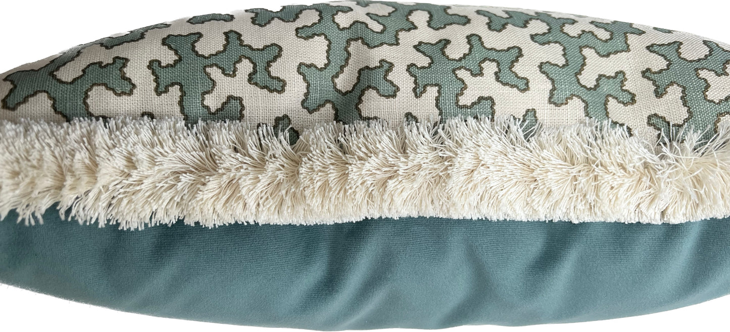 Colefax Fowler Cushions - Luxury cushions in Colefax Fowler Fabric (Aqua Squiggle) 