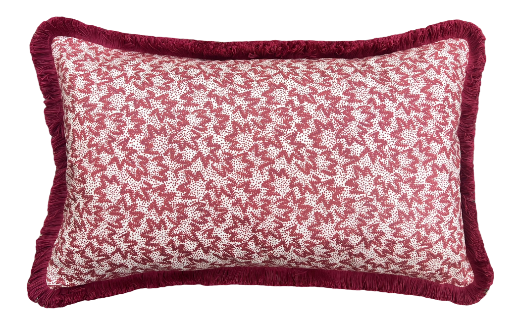 Luxury cushions in Warner Textile Archive / Claremont Nathalie fabric in red with brush fringe