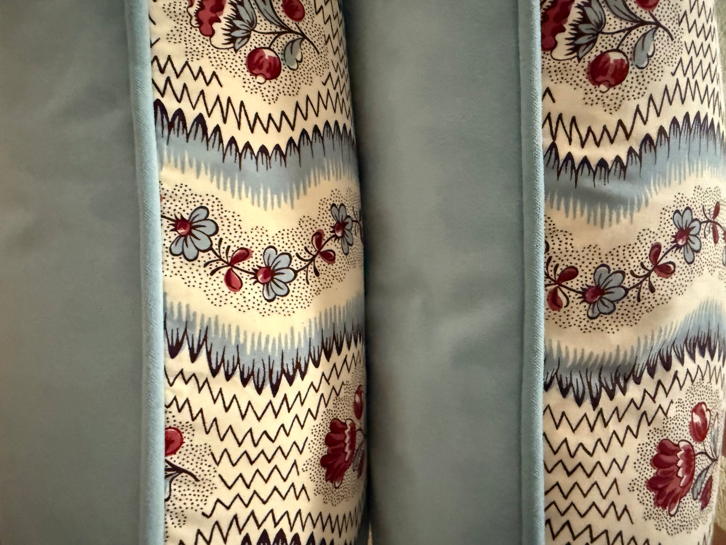 Luxury designer cushion in Pierre Frey Le Manach Greuze fabric with piping 