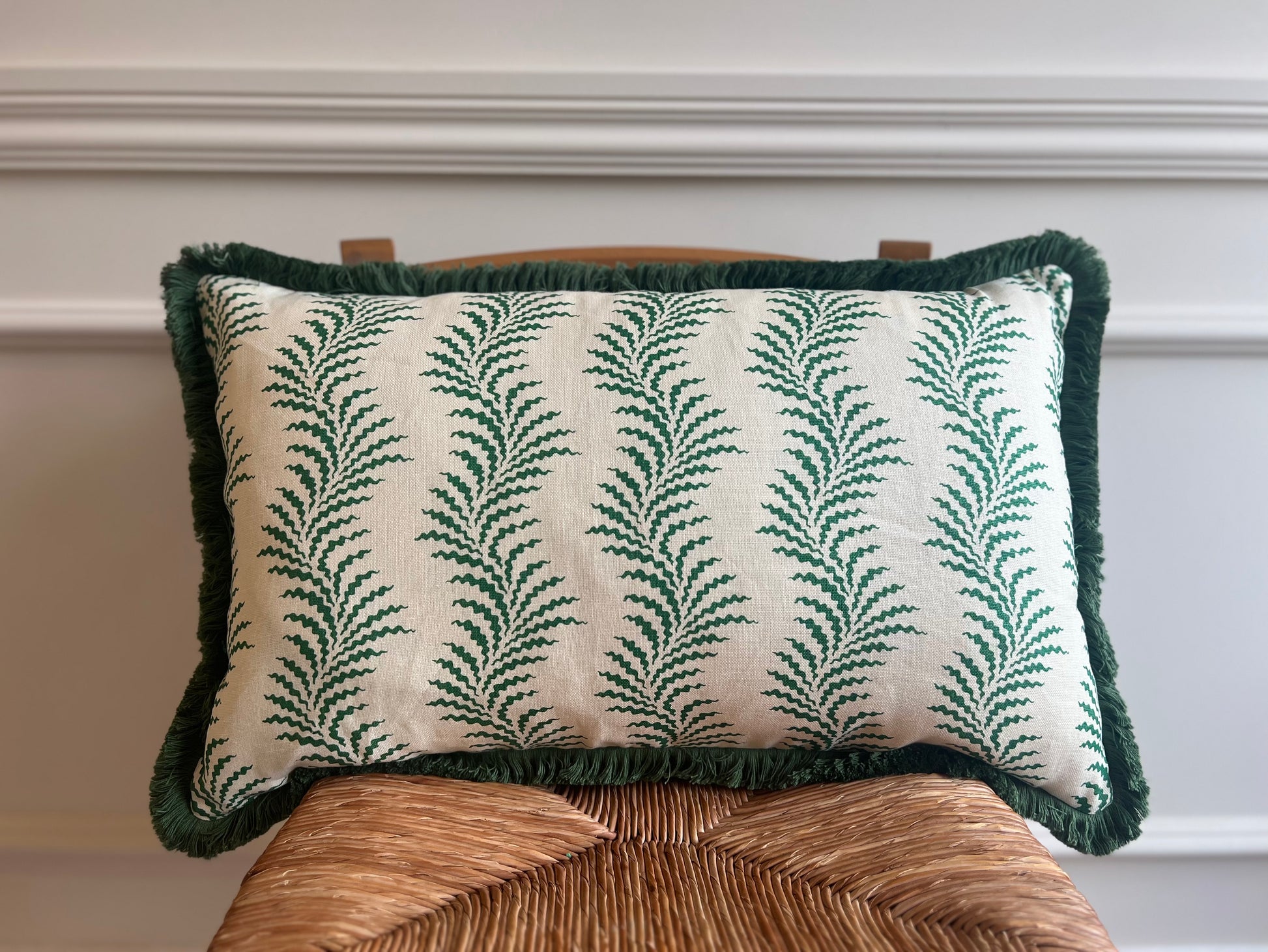 Soane Britain Cushions - Luxury cushions in Soane Britain Scrolling Fern Emerald green Fabric