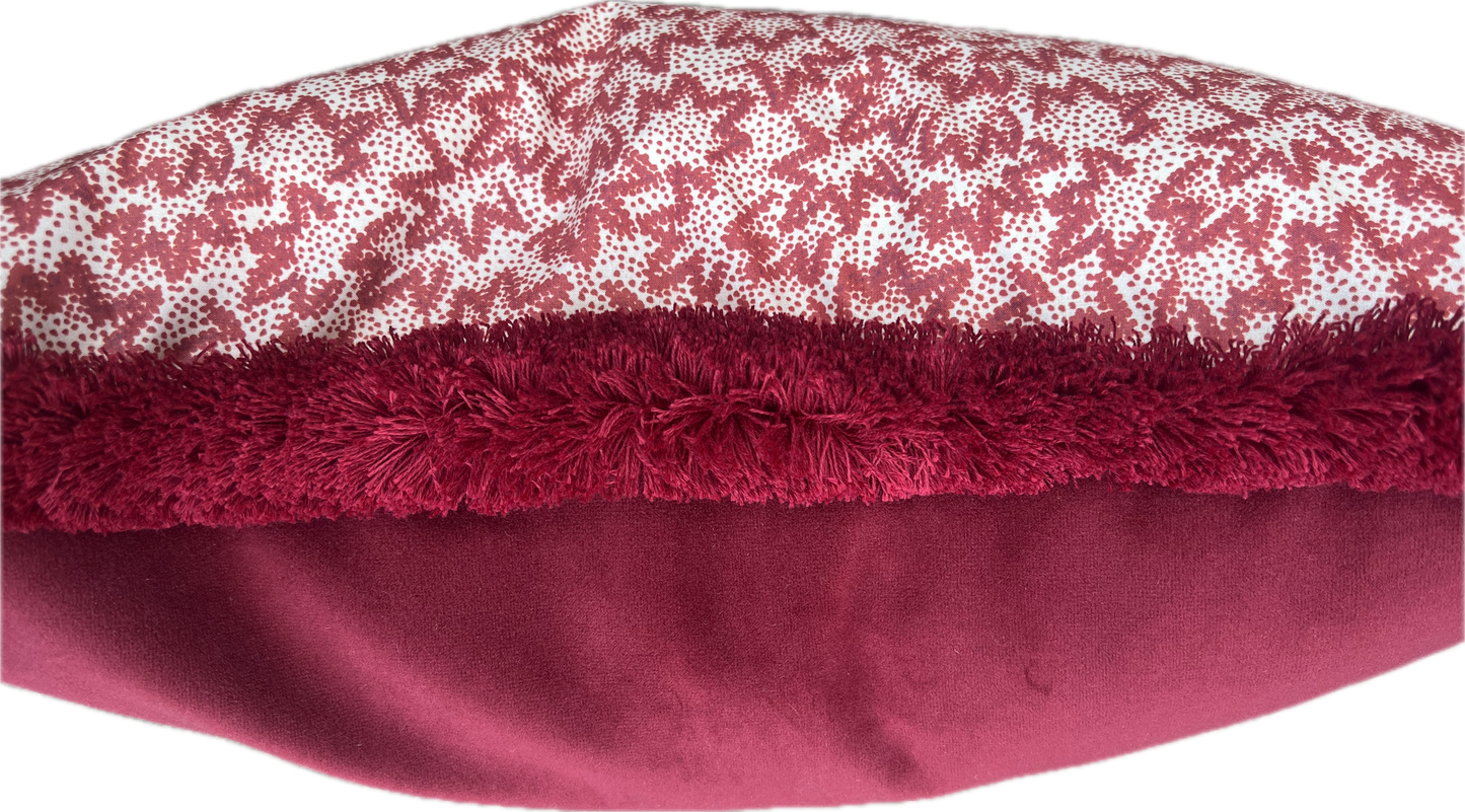 Luxury cushions in Warner Textile Archive / Claremont Nathalie fabric in red with brush fringe