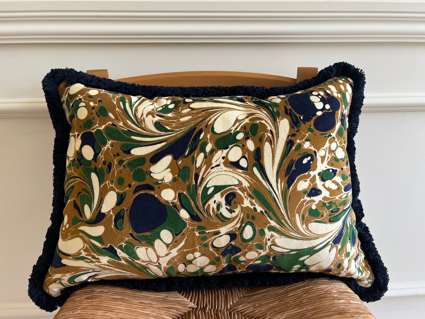 Luxury patterned cushions in Beata Heuman Dappled Velvet fabric