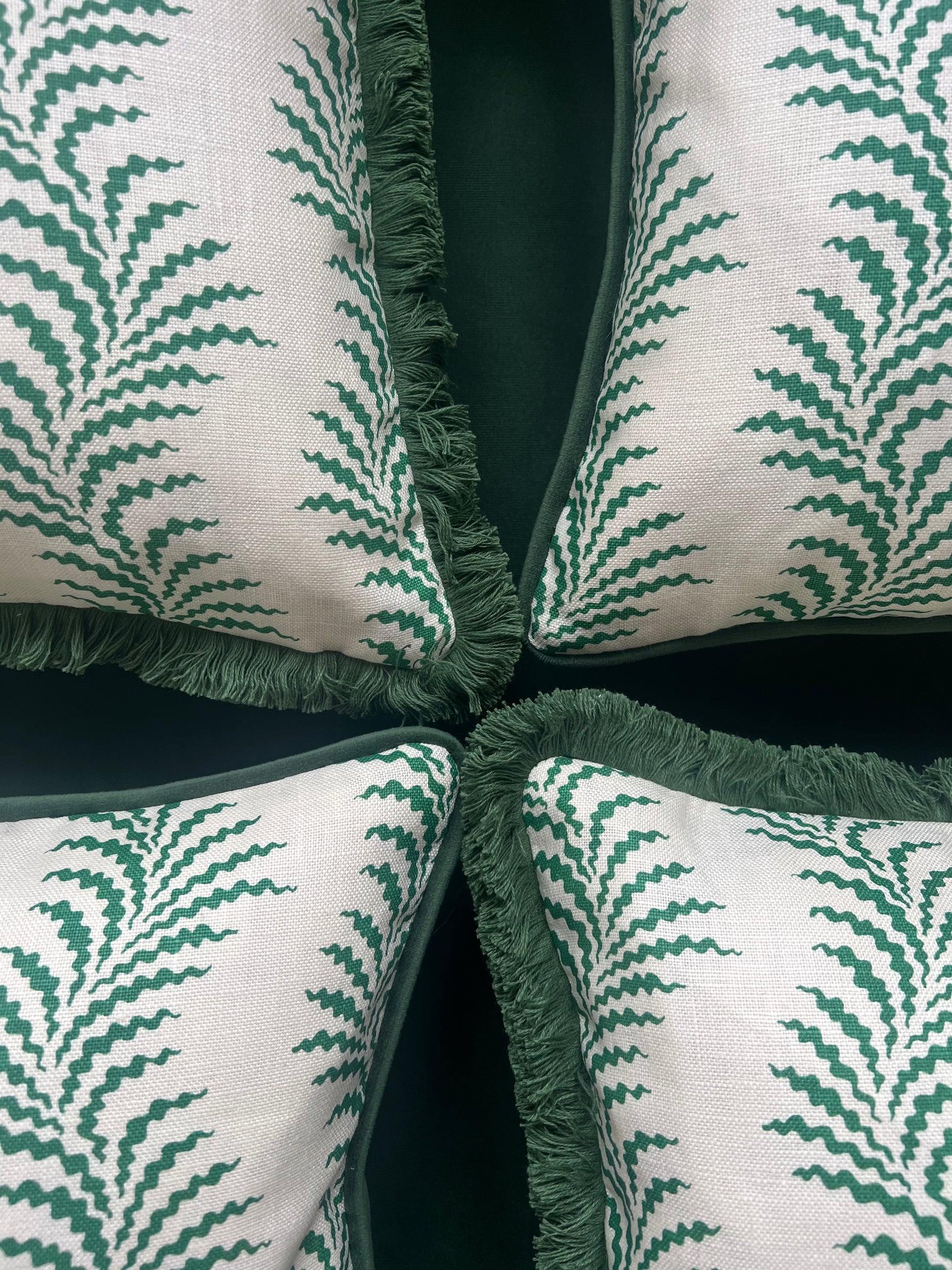 Soane Britain Cushions - Luxury cushions in Soane Britain Scrolling Fern Emerald green Fabric