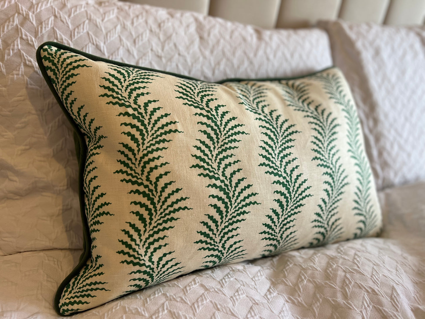 Soane Britain Cushions - Luxury cushions in Soane Britain Scrolling Fern Emerald green Fabric