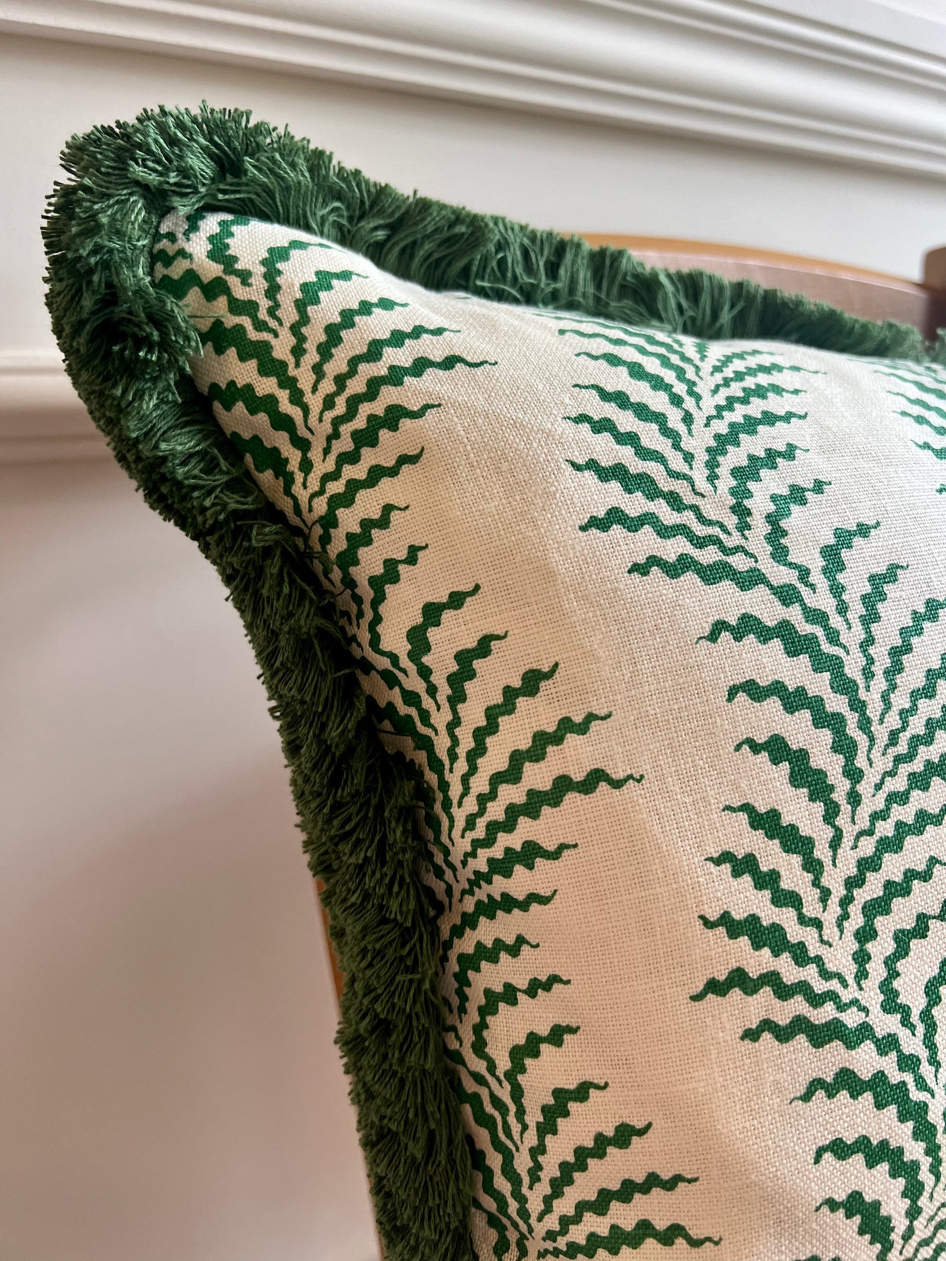 Soane Britain Cushions - Luxury cushions in Soane Britain Scrolling Fern Emerald green Fabric