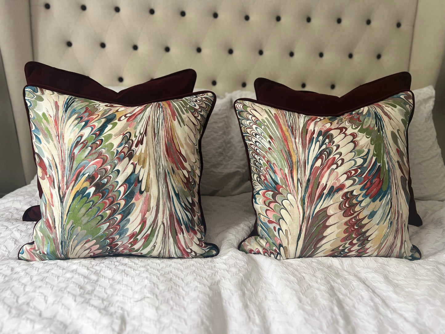 GP & J Baker Lee Jofa Cushions - Luxury cushions in Lee Jofa Fabric (Spice Leaf Taplow)