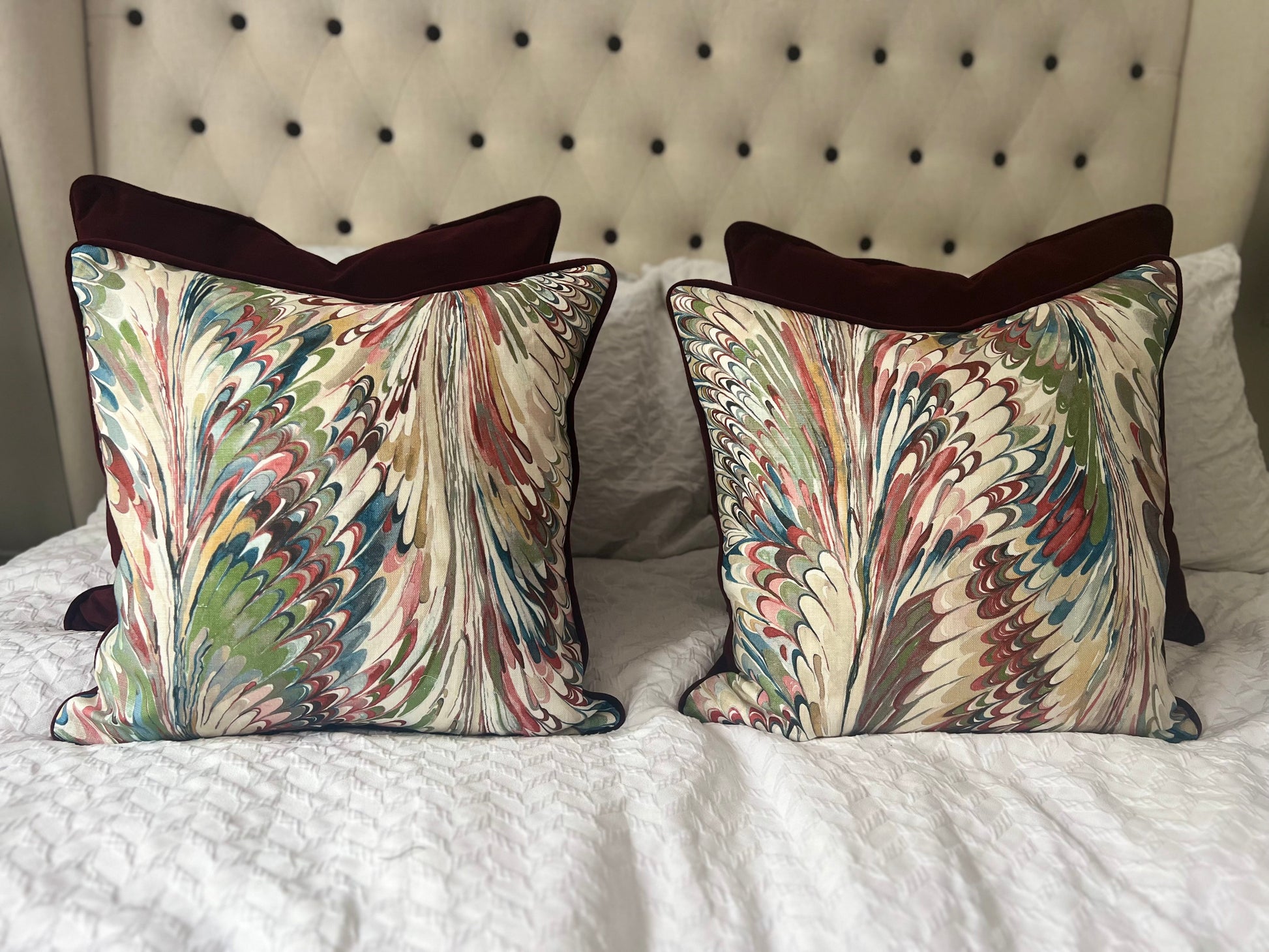 GP & J Baker Lee Jofa Cushions - Luxury cushions in Lee Jofa Fabric (Spice Leaf Taplow)