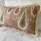 GP & J Baker Ikat Bokhara Rose Green Lumber Cushions