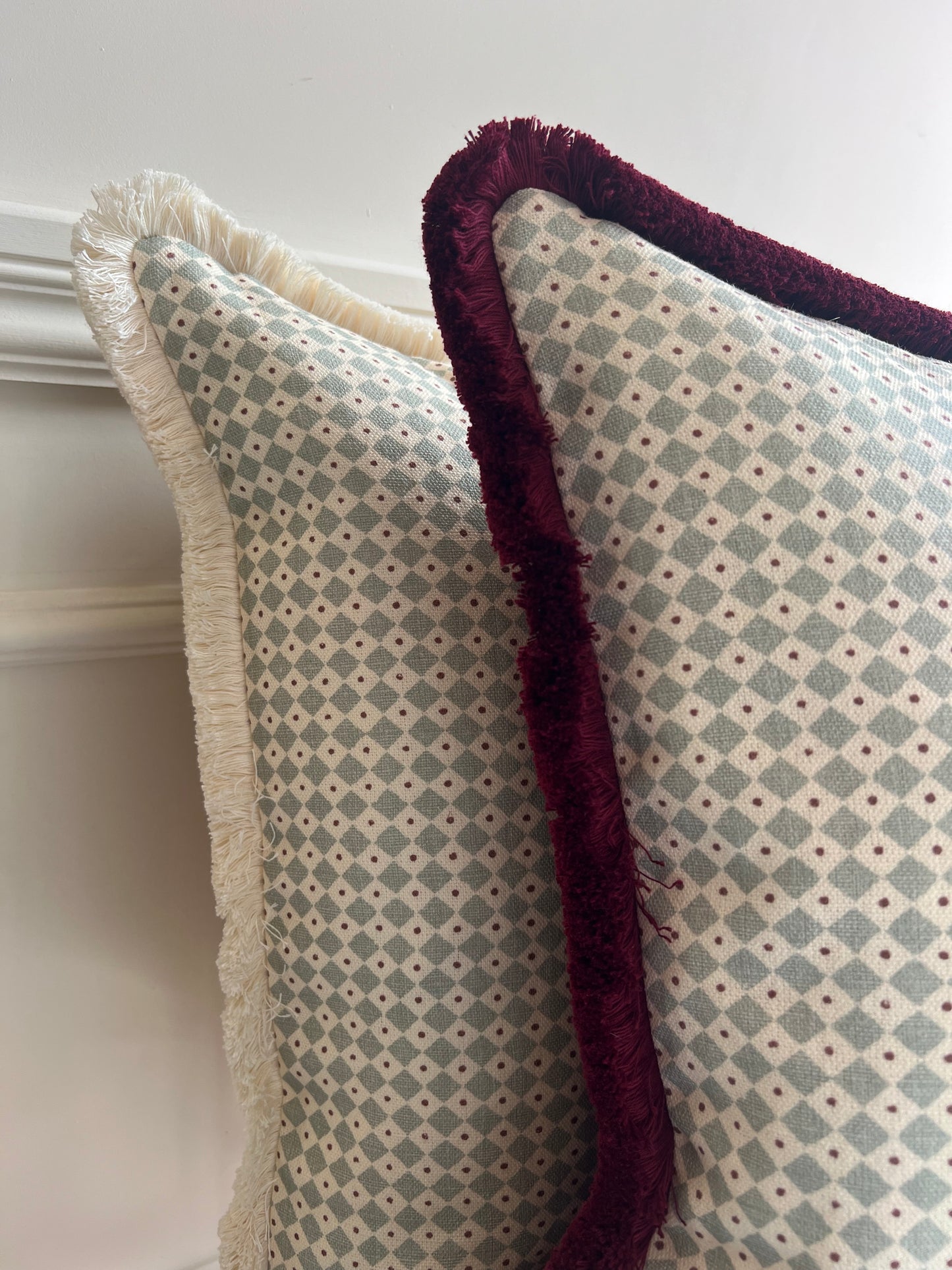 Lewis & Wood Cushions - Luxury cushions in Diamond Dot Fabric (Sea Holly) 