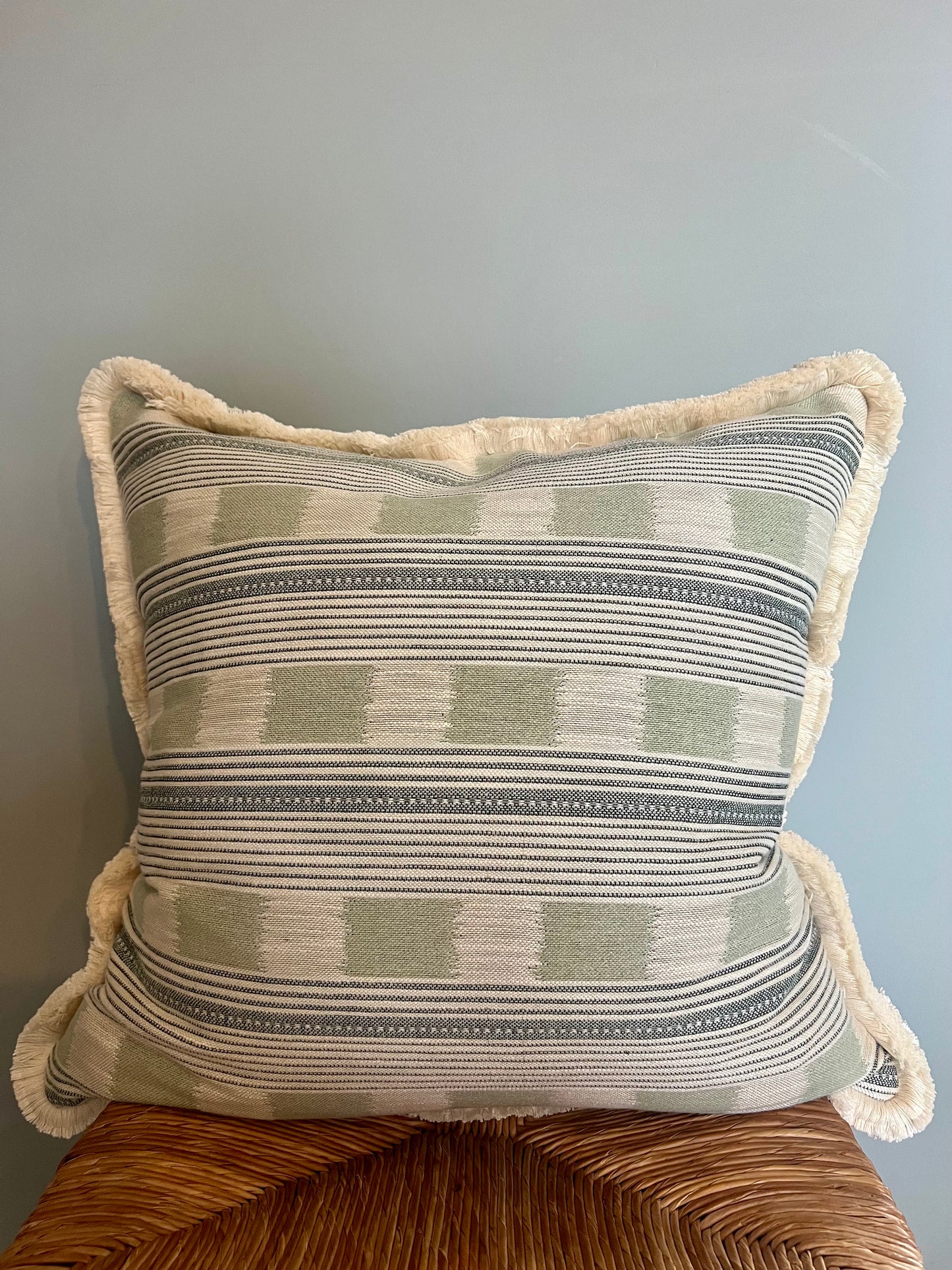 Pale Blue Lost & Found Fringed Cushion