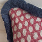 Luxury patterned cushions in Fermoie red Wicker fabric